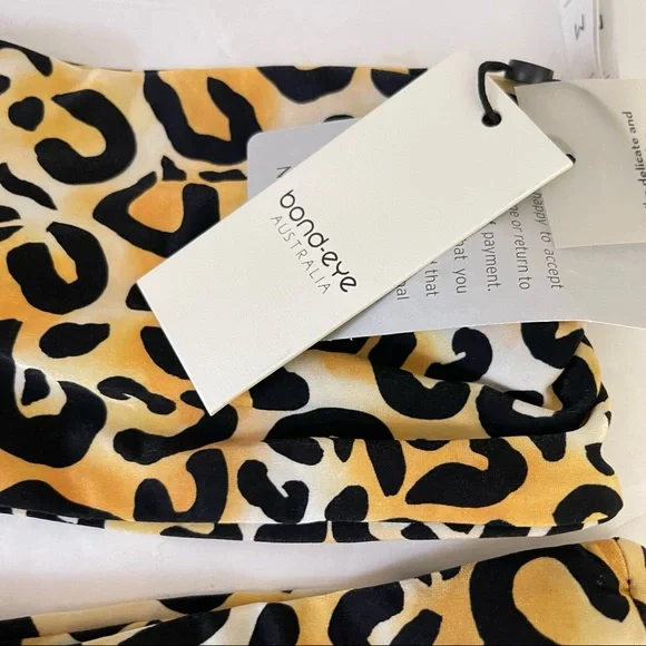 Bound by Bond Eye Golden Leopard Print Bikini Swim Set Size Small bottom Med Top - Picture 2 of 8